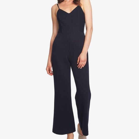 1. State Navy Blue Pinstripe Jumpsuit - Picture 1 of 8